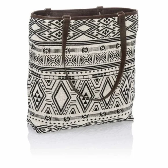 Thirty One Jewell‎ NWOT Black & White Rio Weave XL Reversible Tote 16"X14"X5" - Picture 3 of 14